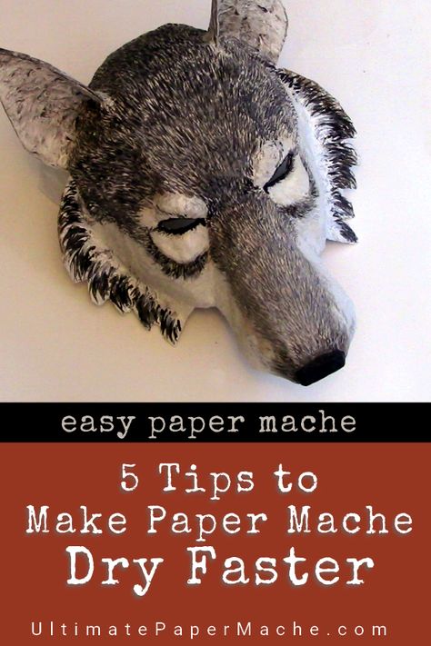 5 tips to make paper mache dry faster, and keep it dry after the sculpture is done. #crafts #DIY #sculpting Unusual Crafts, Making Puppets, Mister Maker, Paper Mache Recipe, Paper Mache Paste, Paper Forms, Paper Mache Projects, Paper Mache Mask, Making Paper Mache