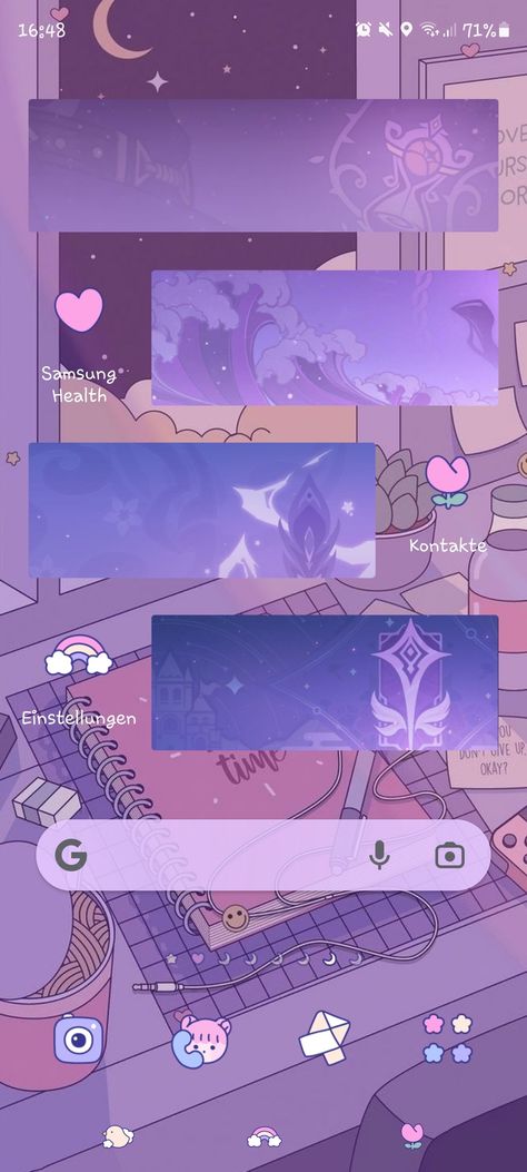 Home screen with genshin name cards Genshin Name Card Wallpaper, Purple Genshin Wallpaper, Genshin Homescreen, Aesthetic Name, Homescreen Idea, Theme Inspiration, Aesthetic Names, Party Names, Purple Home