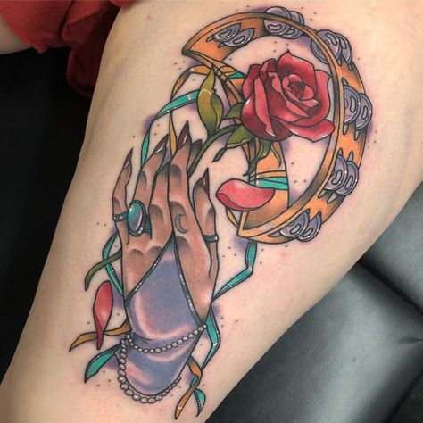 Tambourine Tattoo, Crystal Ball Tattoo, Kewpie Tattoo, Cosmic Tattoo, Left Arm Tattoos, Cute Simple Tattoos, Chain Tattoo, Tarot Card Tattoo, Traditional Tattoo Design