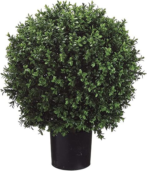 Set of 2 - Pre-Potted 24" High Ball Shaped Boxwood Topiary- 16" Diameter - Plastic Pot Shaped Boxwood, Ball Topiary, Outdoor Topiary, Cheap Artificial Plants, Artificial Plant Arrangements, Faux Boxwood, Boxwood Balls, Artificial Plants Decor, Porch Plants