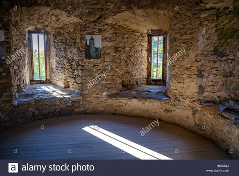 Interior of castle tower with bright windows, Haapsalu bishop castle, Estonia Stock Photo Castle Tower Interior, Tower Interior, Bishop Castle, Castle Interior, Medieval Tower, Castle Tower, Castles Interior, Tower House, Fantasy Castle