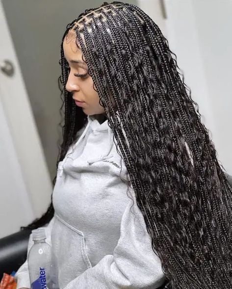 Boho Knotless Braids: All You Need to Know About This Hairdo Competition Hair, Ballroom Competition, Big Box Braids Hairstyles, Bohemian Braids, Goddess Braids Hairstyles, Braided Cornrow Hairstyles, Box Braids Hairstyles For Black Women, Braids Hairstyles Pictures, Cute Box Braids Hairstyles