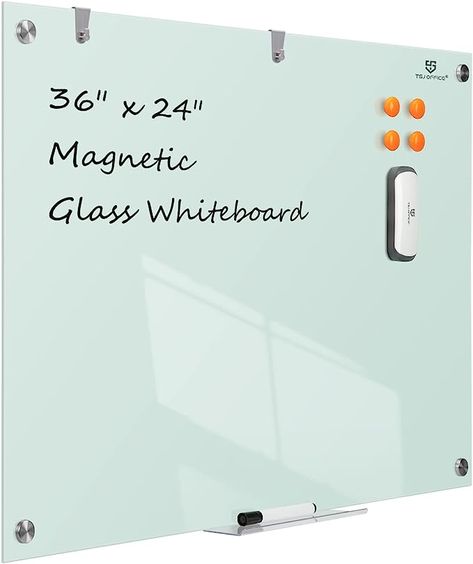 Magnetic Glass Dry Erase Board - 36 x 24 Inches Wall Mounted Glass Whiteboard, Large Frameless Glass White Board for Office, Home & School, TSJ OFFICE Glass White Board, Board For Office, Desktop Whiteboard, Glass Whiteboard, Glass Dry Erase Board, Whiteboard Wall, Line Video, Magnetic Whiteboard, Magnetic White Board