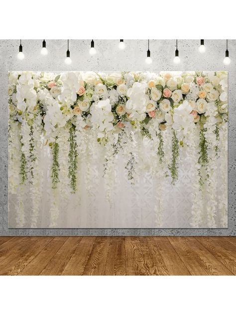 Romantic White Rose Floral Backdrop - Bridal Shower, Wedding & Birthday Party Photos - Vibrant Flower Design - High-Quality, Seamless & Reusable - Perfect For Portraits, Dessert Tables & Photo Booths Multicolor    Polyester     Event & Party Supplies, size features are:Bust: ,Length: ,Sleeve Length: Wedding Photo Booth Backdrop, Wedding Photo Background, Photo Booth Backdrop Wedding, Birthday Party Background, Photo Backdrop Wedding, Flower Curtain, Backdrop Wedding, Wedding Photo Booth, Party Photography