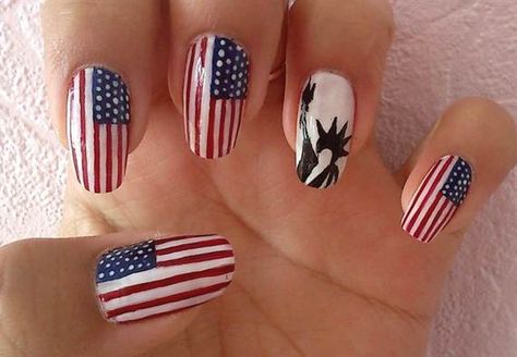 American Flag Nails, Flag Nails, Patriotic Nails, Fourth Of July Nails, New Nail Polish, 4th Of July Nails, Nail Pictures, French Nail Designs, Holiday Nail Art