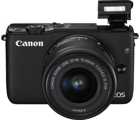 Canon - EOS M10 Mirrorless Camera with 15-45mm Lens - Black - Front Zoom Canon Eos M10, Canon Digital Camera, System Camera, Mirrorless Camera, Zoom Lens, Fujifilm Instax Mini, Best Buy, Canon Eos, Wide Angle