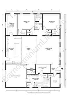 Bardominum Ideas Floor Plans, 3 Bedroom Home Floor Plans, Texas Barndominium, Metal House Plans, Barn Homes Floor Plans, Casa Loft, Barndominium Plans, Pole Barn House Plans, Barn Style House Plans