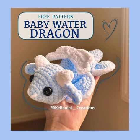 Pattern and design by @kellonial_creations🌷 When publishing your works, please indicate the designer of the pattern | Instagram Crochet Dragon Pattern, Diy Crochet Toys, Toys Ideas, Crochet Toys Free, Easy Crochet Animals, Beginner Crochet Tutorial, Quick Crochet Patterns, Crochet Cow, Water Dragon