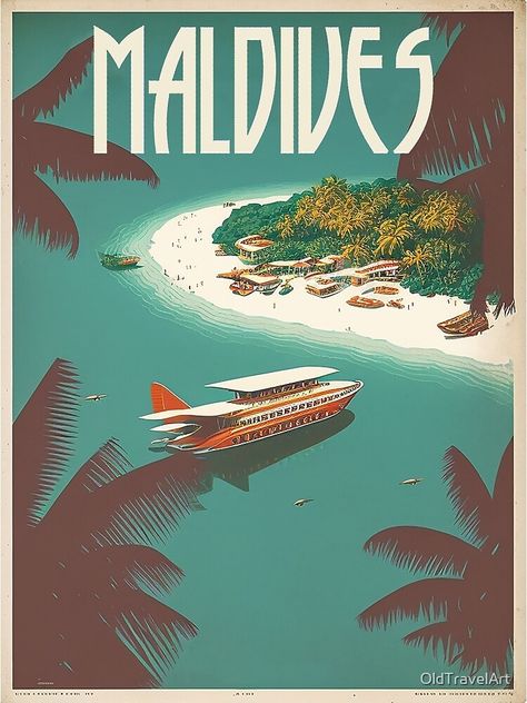 Retro Kunst, Old Advertisements, Art Plaque, Cover Page, 2d Art, Restaurant Decor, Tropical Beach, Vintage Travel Posters, Funny Art