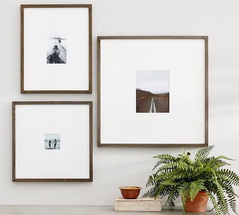 These oversized mat wood frames are amazing! They really elevate the look of the photos and lucky for me, there's an easy DIY so I can make them myself. Diploma Display, Tv Gallery Wall, Gallery Frames, Hanging Picture Frames, Rustic Wood Frame, Gallery Wall Frames, Found Art, Wall Frames, Hanging Pictures