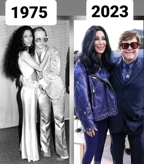 Then 1975 and Now 2023 Cher And Elton John, Elton John, Lady And Gentlemen, One And Only, Then And Now, And Now, Gentleman, How To Wear