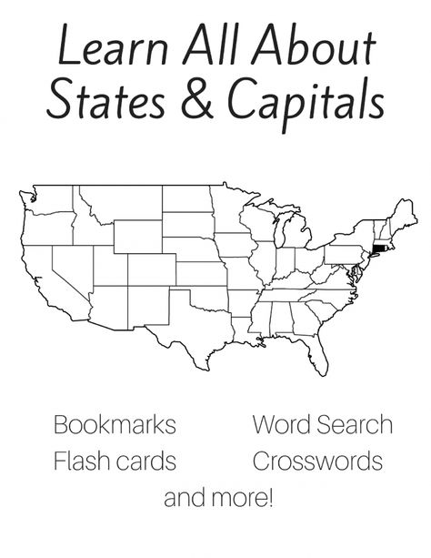 Free 50 States and Capitals Printable Workbook States And Capitals Printables Free, States Map Printable, United States Map Printable, Us Map Printable, State And Capital, 50 States And Capitals, Social Studies Printables, Free Printable World Map, History Printables