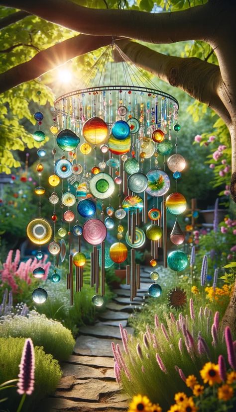 Garden Mobile, Whimsical Diy, Hippie Garden, Diy Garden Fountains, Vertical Garden Wall, Decor Hacks, Boho Garden, Creation Deco, Have Inspiration