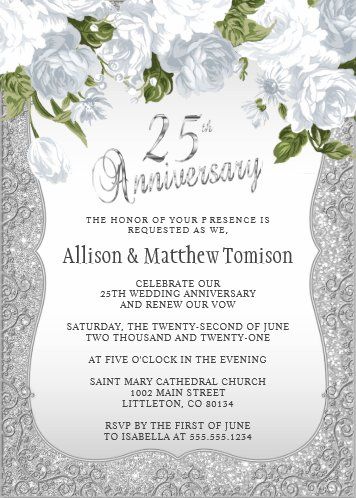 Invitation Card Design Silver Jubilee, Silver Anniversary Party, 25th Wedding Anniversary Invitations, 50th Anniversary Invitations, Anniversary Diy, 25 Anniversary, Anniversary Party Invitations, Silver Invitation, 60 Wedding Anniversary