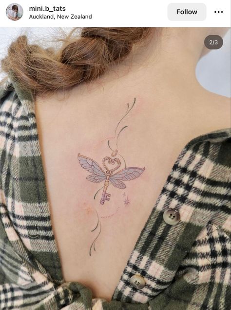 Key With Wings Tattoo, Harry Potter Tattoo Designs, Key With Wings, Hogwarts Castle Tattoo, Harry Potter Tattoo Unique, Back Tattoo Ideas For Women, Back Tattoo Ideas, Barcode Tattoo, Wand Tattoo