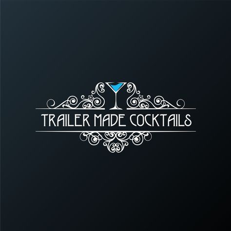 Create a logo for new speakeasy inspired mobile horse trailer cocktail bar by Greey Design Mobile Bar Trailer, Cocktail Logo, Mobil Bar, Converted Horse Trailer, Trailer Logo, Catering Drinks, Bar Trailer, Trailer Bar, Mobile Cocktail Bar