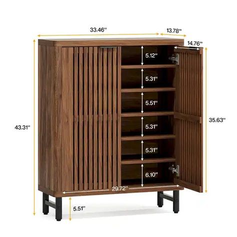 24 Pairs Shoe Storage Cabinet with Door for Entryway Living Room - Bed Bath & Beyond - 39807665 Shoe Storage Cabinet Entryway, Shoe Storage Cabinet With Doors, Cabinet Entryway, Louvered Doors, Wooden Shoe Cabinet, Wood Shoe Storage, Shoe Rack With Shelf, Bathroom Floor Cabinets, Wood Shoe