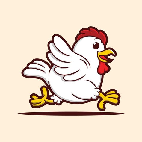 Chicken Vector Illustration, Chicken Running, Chicken Cartoon, Running Funny, Running Illustration, Running Cartoon, Chicken Vector, Chicken Logo, Chicken Illustration