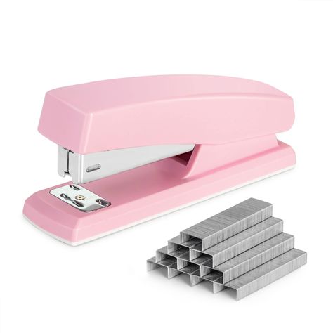 Stapler, Desktop Staplers with 640 Staples, 25 Sheet Capacity, Pink Pink Stapler, Dorm Room Desk, Pink Office Supplies, Staple Remover, Staplers, Pink Office, Pretty Pens, Desk Essentials, Study Area