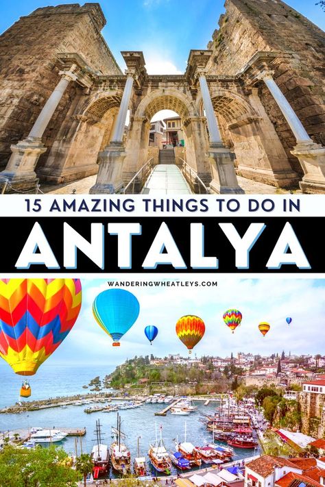 15 Best Things to do in Antalya Turkey! In this Antalya travel guide you'll find the best places to visit in Antalya, adventures, and more! | Antayla activities | Antalya attractions | Antayla adventures | things to do outdoors in Antayla | Turkey attractions | things to do in Turkey | Turkey activities | Turkey places | Turkey sights | historic sites in Antayla | museums in Antayla | Turkey travel | festivals in Antayla | Turkey day trips | Antayla food | Antayla sights | #Antayla #Turkey Things To Do In Turkey, Turkey Activities, Turkey Vacation, Turkey Travel Guide, Turkey Destinations, Antalya Turkey, Turkey Day, Top Travel Destinations, Turkey Travel