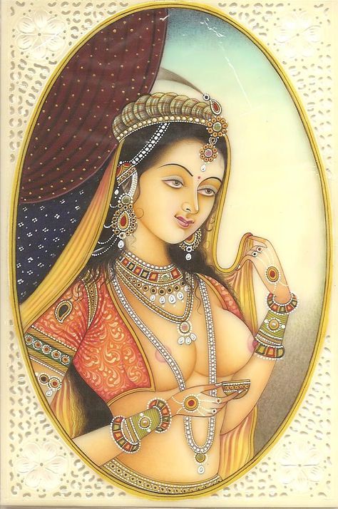 Ancient Indian Paintings, Frog Pics, Exotic Paintings, Mughal Miniature Paintings, Indian Women Painting, Female Artwork, Nude Artwork, Make Your Day Better, Mughal Paintings