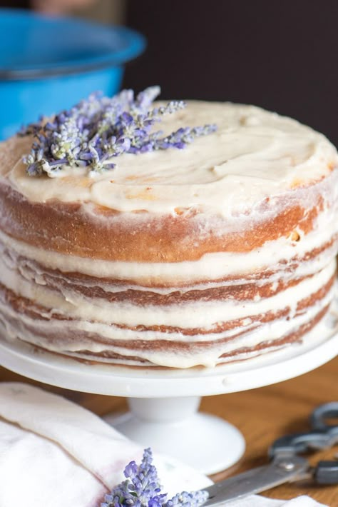 Vanilla Lavender Cake Lavender Cake Recipe, Lavender Cake, Vanilla Lavender, Lavender Recipes, Torte Cupcake, Mothers Day Cake, Lavender Vanilla, Food Cakes, Cakes And Cupcakes