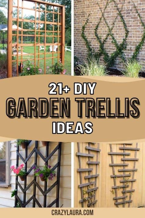 Want to add some room for those plants to grow in the backyard?? Check out the best DIY trellis ideas to transform your garden by going vertical! #trellis #diy #gardening Hanging Trellis Ideas, Tall Trellis For Privacy, Wooden Trellis Ideas, Diy Trellis For Potted Plants, Plant Trellis Ideas, Homemade Trellis, Trellis Ideas Garden, Outdoor Trellis Ideas, Pumpkin Trellis