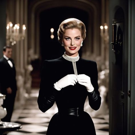 Evil Grace Kelly in black leather gloves wearing a funeral o... by Dawson Mitchell - Playground Dress History, Old Hollywood Glam, Black Leather Gloves, Vintage Couture, Hollywood Glam, Golden Age Of Hollywood, Grace Kelly, Image Generator, Social Media Posts