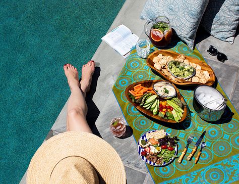 The Perfect Pieces for Poolside Entertaining - Inspired by This Pool Entertainment Area, Outdoor Entertaining Spaces, Tapas Bar, Pool Decor, Holiday Weekend, Outdoor Parties, Outdoor Entertaining, Long Weekend, Summer Activities