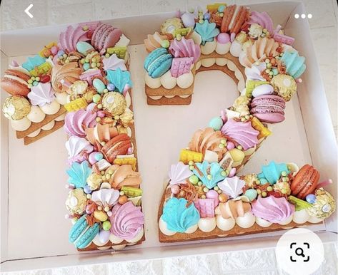 Rainbow Theme Cake, Numbers Cake, Rock Climbing Party, Birthday Cake Design, 12th Birthday Cake, Rainbow Birthday Cake, Kid Cupcakes, Donut Birthday Parties, Number Cake