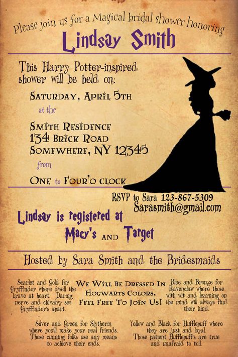 Harry Potter Bridal Shower Invitation by StationaryEtc on Etsy https://www.etsy.com/listing/198214293/harry-potter-bridal-shower-invitation Harry Potter Baby Shower Invitations, Harry Potter Party Invitations, Harry Potter Shower, Harry Potter Bridal Shower, Bridal Shower Invitation Wording, Baby Shower Game Prizes, Modern Baby Shower Games, Games For Men, Harry Potter Wedding Theme