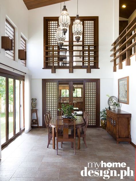 Modern Filipino Interior, Modern Filipino House, Filipino Interior Design, Filipino House, Philippines House Design, Balinese Decor, Philippine Houses, Tropical House Design, Doors Design