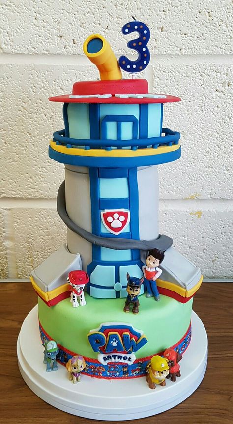 Paw Patrol Chase Cake, Paw Patrol Party Cake, Paw Patrol Birthday Cake Boys, Skye Paw Patrol Cake, Paw Patrol Lookout, Paw Cake, Paw Patrol Cookies, Paw Patrol Cupcakes, Paw Patrol Birthday Theme