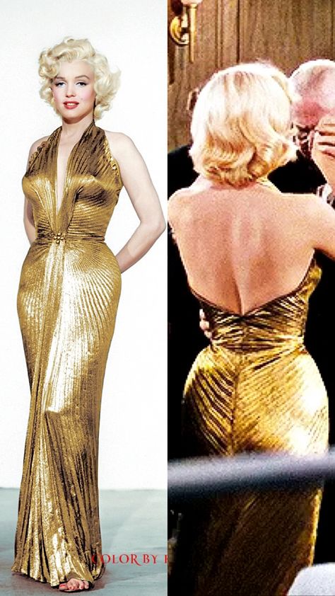 Marilyn Monroe Gold Dress, Marilyn Monroe Outfits, Old Airplane, Marilyn Monroe Dress, Marilyn Monroe Portrait, Most Paused Movie Scenes, Marilyn Monroe Fashion, 1920s Outfits, Hollywood Dress