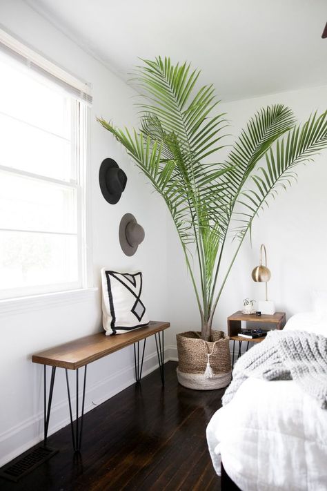 Minimalist Dekor, Brighter Bedroom, Interior Design Minimalist, Tropical Bedrooms, Bedroom Corner, Bedroom Plants, Corner House, Design Del Prodotto, Decoration Inspiration