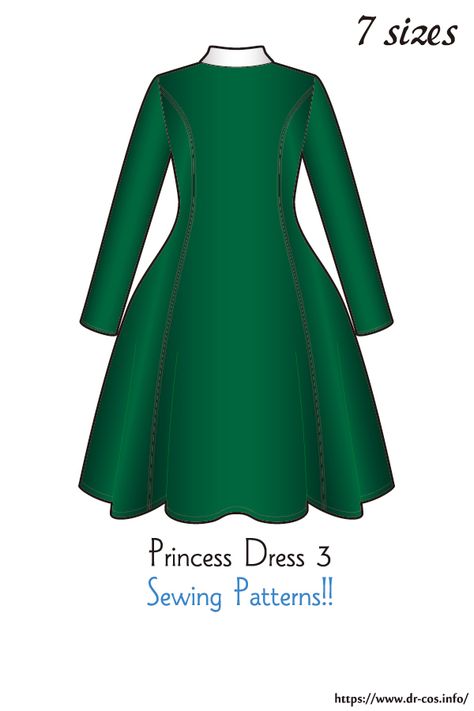 This is the pattern of Princess Dress 3. cm size(A4 size) Children's-140/Ladies'-S,M,L,LL/Men's-L,LL At present, only Japanese. Added the number of fabric meters required for each size Dress Diy Pattern, Princess Dress Sewing, Onepiece Dress, Princess Pattern, Cosplay Props, Paper Pattern, Dress Sewing, Diy Pattern, Diy Dress