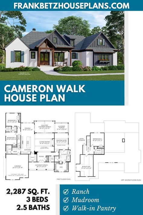 Check out new open concept ranch house plan, the Cameron Walk! Available for purchase now on our website! Luxury Ranch House Plans, Retirement House Plans, Modern Farmhouse Ranch, Luxury Ranch, Retirement House, Floor Plans Ranch, Unique Floor Plans, Little House Plans, House Plans One Story