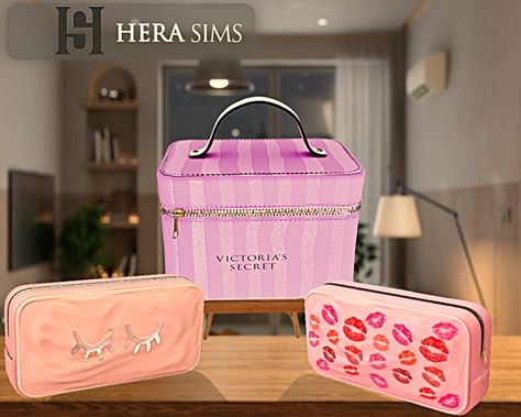 Sims 4 Victoria Secret, Victoria Secret Set, Victoria Secret Store, Pink Makeup Bag, Victorias Secret Set, Sims Packs, Cc Furniture, Sims 4 Clutter, Sims 4 Game Mods