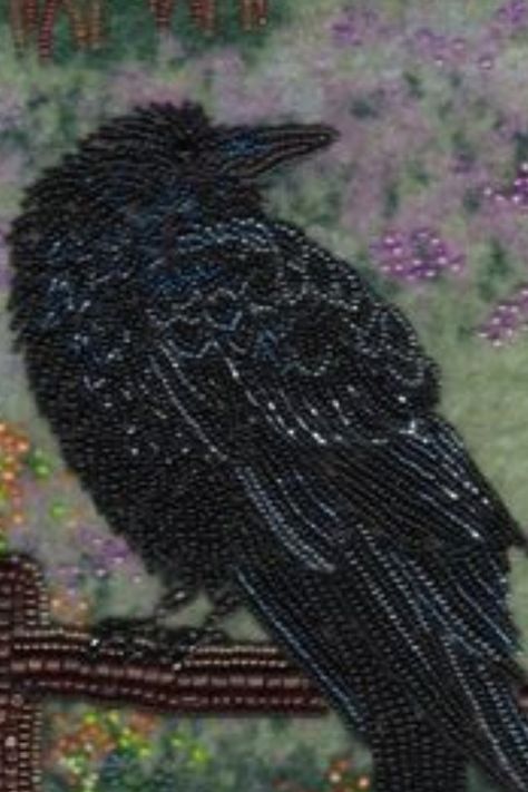 Beaded Raven Beaded Raven, Powwow Beadwork, Beaded Animals Tutorial, Skirt Inspiration, Tambour Embroidery, Raven Art, Flower Pattern Design, Beading Ideas, Pow Wow