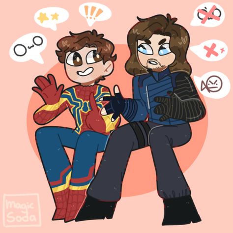 Bucky And Peter Fanart, Peter Parker And Bucky Barnes, Bucky And Peter, Marvel Bucky Barnes, Avenger Family, Marvel Bucky, Bucky Barnes Fanart, Spider Man Spider, Superfamily Avengers