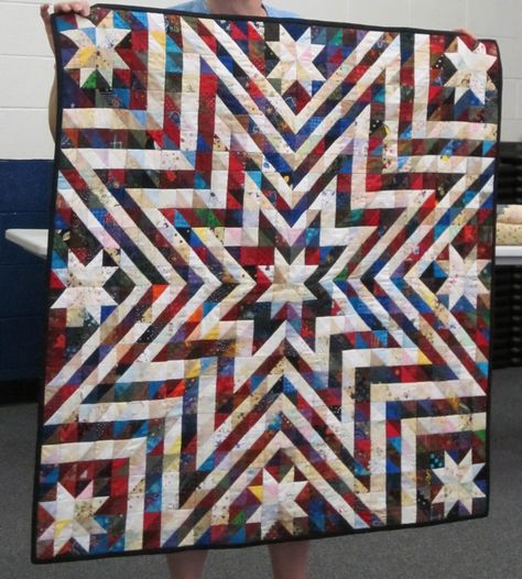 Exploding Star, Hst Quilts, Flag Quilt, Quilts Of Valor, Triangle Quilts, Half Square Triangle Quilts, Quilt Of Valor, Patriotic Quilts, Half Square Triangle