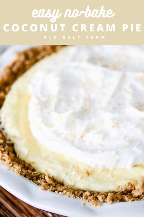 An easy coconut cream pie that you'll love to make all through the spring and summer. A creamy pudding filling in a buttery, graham cracker crust is the perfect combination. Easy Coconut Cream Pie, Coconut Cream Pudding, Pie With Graham Cracker Crust, Coconut Cream Pie Easy, Coconut Cream Pie Recipes, Creamy Pudding, Cream Pie Recipes, Cracker Crust, Coconut Cream Pie