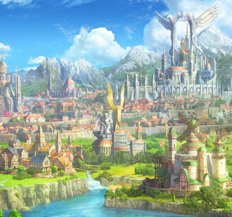 Kingdom Landscape, Fantasy Kingdom, Anime Landscape, Anime Places, Other World, Fantasy Background, Fantasy City, Fantasy Castle, Fantasy Setting