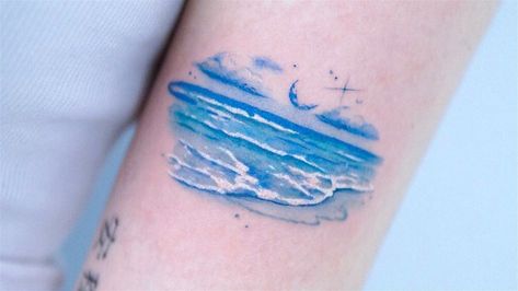 Zee Tattoo, Coordinates Tattoo, Inner Arm Tattoo, Sea Tattoo, Water Tattoo, Ocean Tattoos, Tattoos For Lovers, Skeleton Hand Tattoo, Cool Small Tattoos