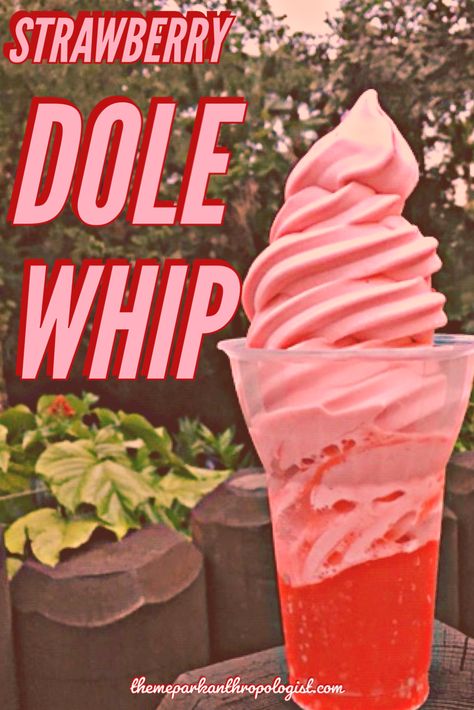 Strawberry Dole Whip Recipe, Strawberry Fanta, Strawberry Dole Whip, Dole Whip Recipe, Disney Desserts, Laffy Taffy, Homemade Ice Cream Recipes, Sorbet Recipes, Cold Desserts