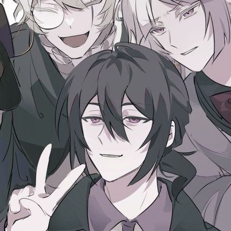 cr; null | #bsd #bungostraydogs #literarystraydogs #anime #manga #fyodordostoyevsky #fyodordostoyevskybsd #nikolaigogol #nikolaigogolbsd #sigma #sigmabsd #fyolai #siglai #sigfyo #fyosiglai #matching #pfp #icons #matchingpfp #matchingicon #matchingpfps #matchingicons Sigma Nikolai, Trio Pfps, Matching Pfp Icons, Dog Match, Bungou Stray Dogs Wallpaper, Pfp Icons, Ghibli Movies, Dog Wallpaper, Manga Love