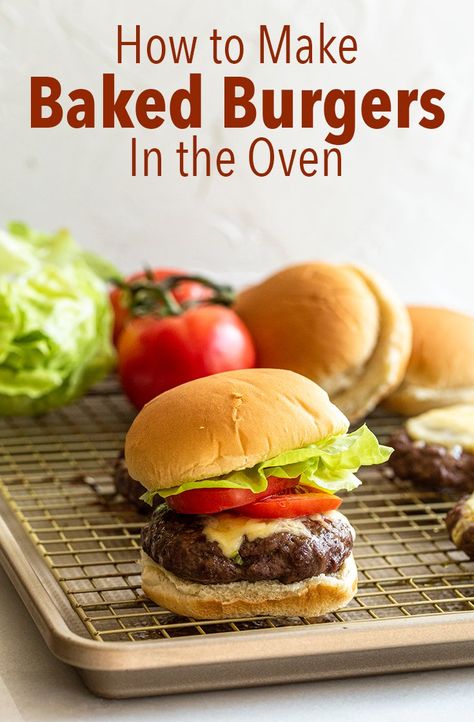 Burgers In Oven, Oven Burgers, Baked Hamburgers, Baked Burgers, How To Cook Hamburgers, Easy Broccoli, How To Cook Burgers, Hamburger Recipes, Beef Burgers