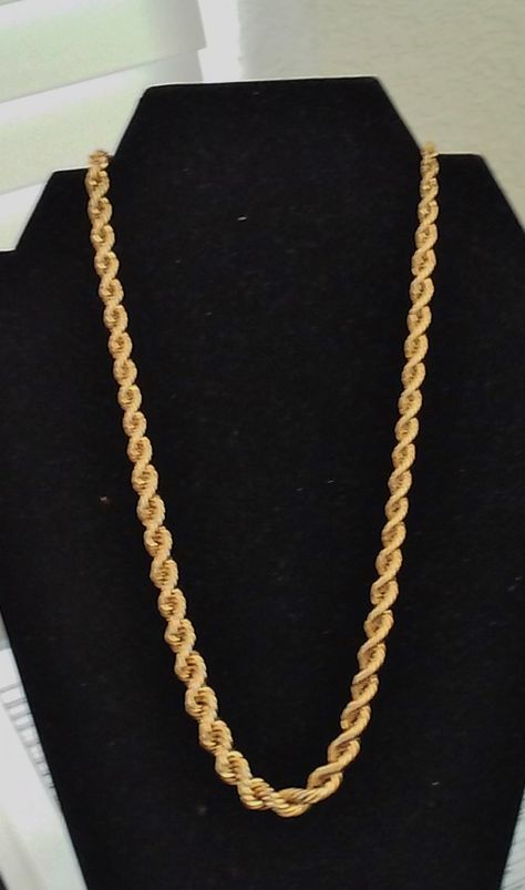 Vintage Napier Chunky Gold Tone Rope Necklace by COLLECTORSCENTER on Etsy Rope Chain Gold, Victoria Kay, Jewelers Tools, Napier Jewelry, Gold Chains For Men, Halo Pendant, Feather Pendant, Rope Design, Heart Shape Pendant