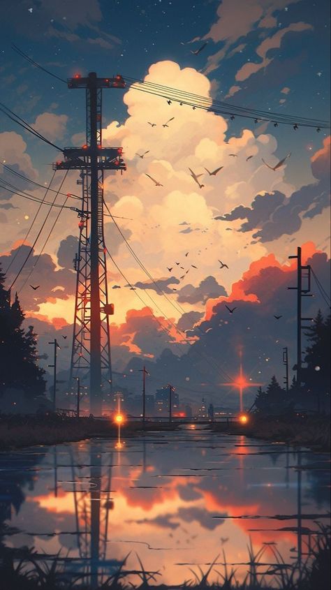 Telegram Chat Background Aesthetic, Anime World Wallpaper, Evening Wallpaper, Anime Landscape, Sky Anime, Scenic Wallpaper, Scenery Background, View Wallpaper, Cool Anime Backgrounds