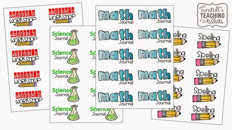 Free Labels for Folders & Journals Folder Labels For School, Classroom Folder Labels, Math Journal Labels, Homework Folder Labels, Chromebook Labels Classroom, Notebook Labels, Journal Labels, Space Classroom, Folder Labels